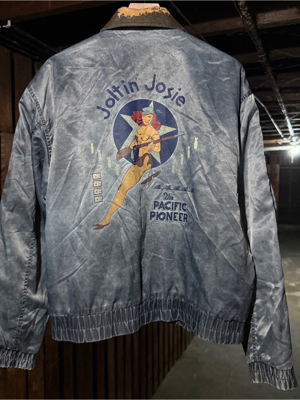 Vintage 80s Bomber Flight Jacket Joltin Josie Pin Up 1988 Korea Mens L